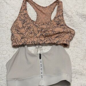 ZYIA Patterned Tan and Light Gray Sports Bras